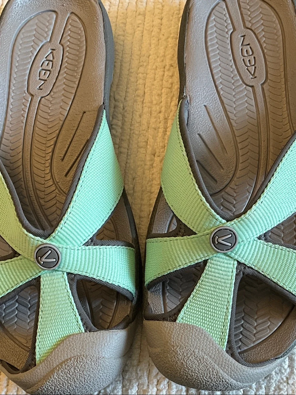 Keen Mint Green Crisscross Slip-On Sandals